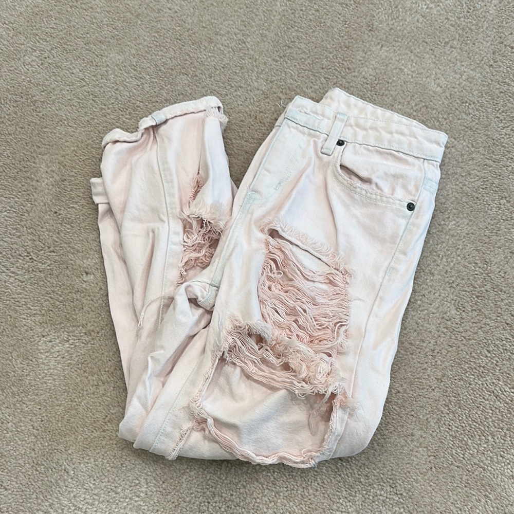 Carmar Blush Boyfriend Jeans with Distressed Details